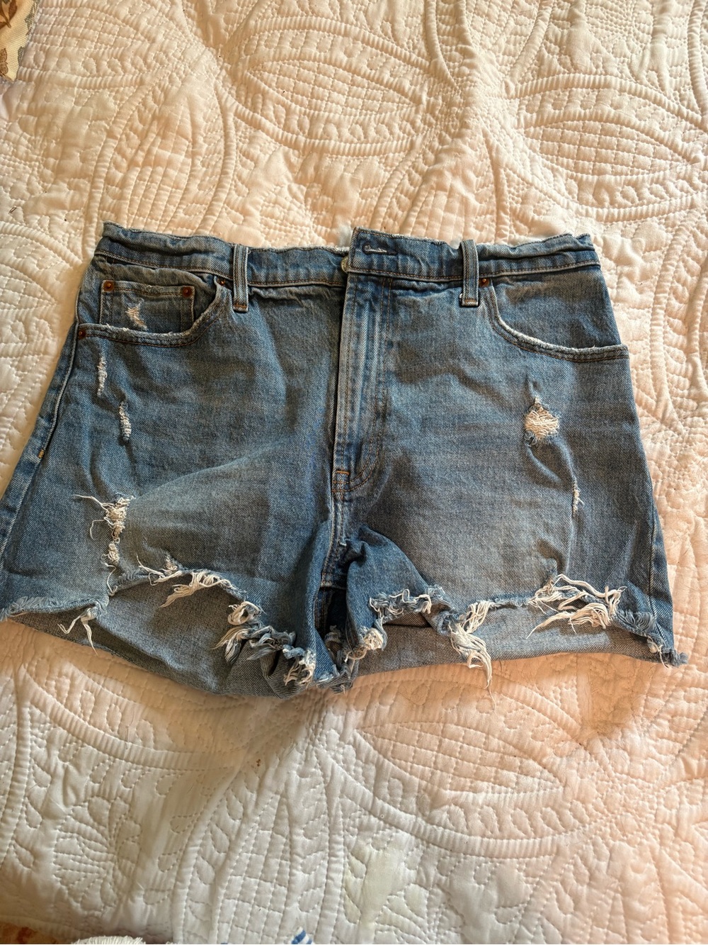 Abercrombie & Fitch Distressed Light Blue Denim Cutoff Shorts